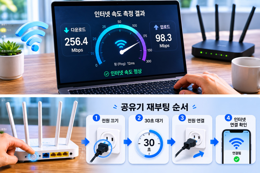 공유기 재부팅 순서와 인터넷 속도 확인 방법