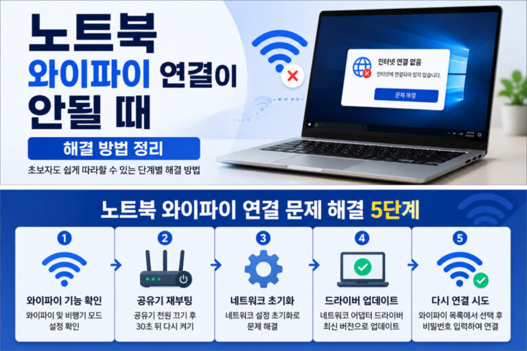 노트북 와이파이 연결이 안될 때 해결 방법 정리