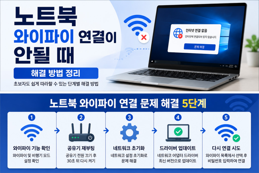 노트북 와이파이 연결이 안될 때 해결 방법