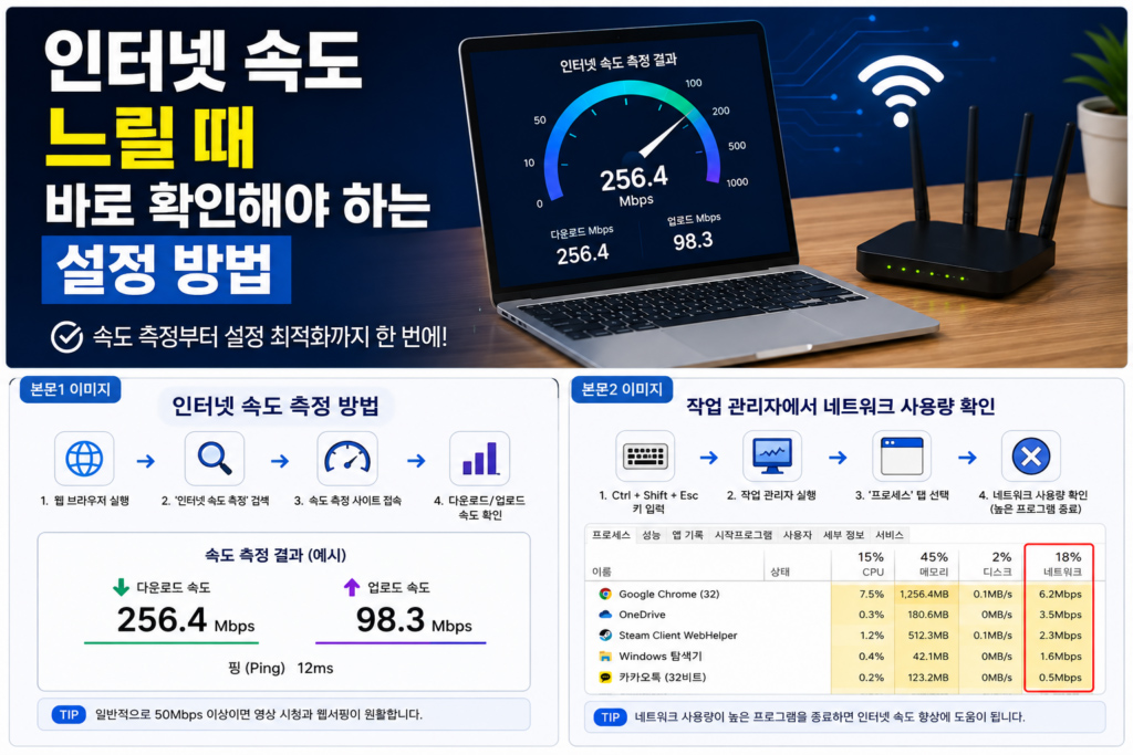 인터넷 속도 느릴 때 확인해야 하는 설정 방법