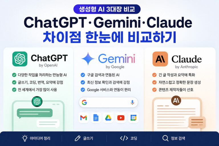 ChatGPT·Gemini·Claude 차이점 한눈에 비교하기