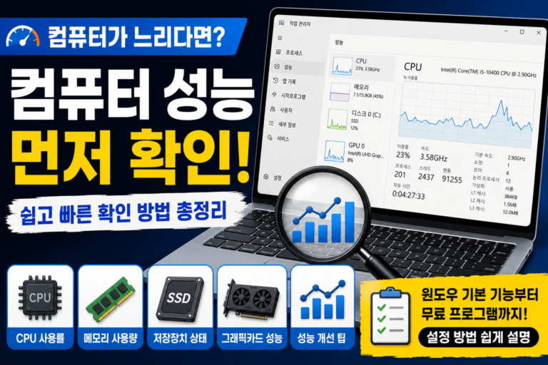 컴퓨터 성능 보는 법 가장 쉬운 방법 총정리