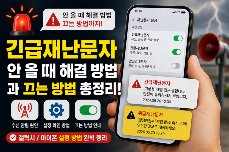 긴급재난문자 안 올 때 해결 방법과 끄는 방법 총정리