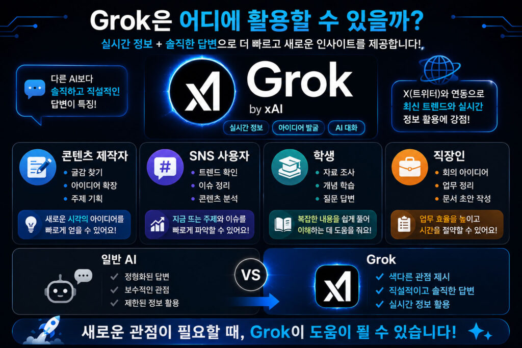 Grok 활용 분야 비교