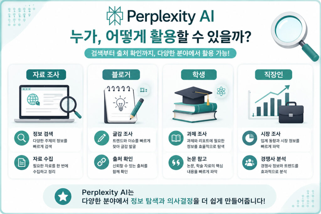 Perplexity 활용 분야 비교