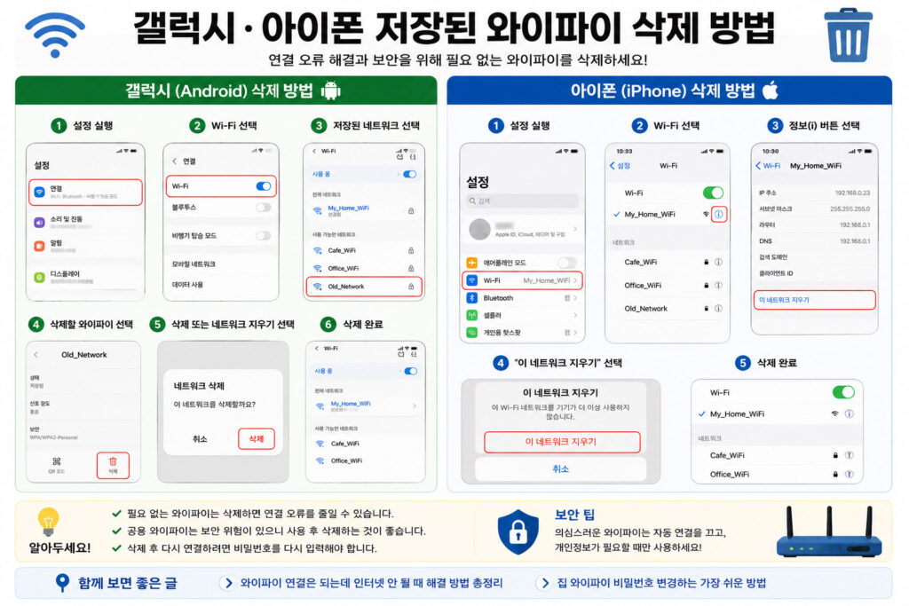 갤럭시 아이폰 와이파이 삭제 방법