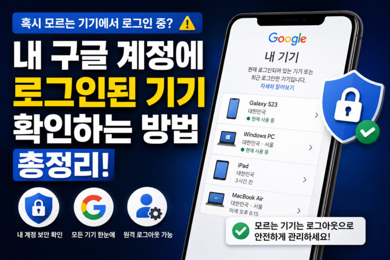 내 구글 계정에 로그인된 기기 확인하는 방법 총정리