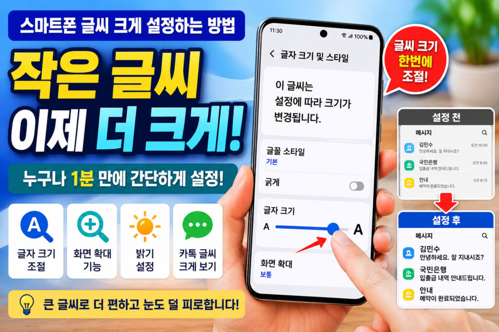 스마트폰 글씨 크게 설정하는 가장 쉬운 방법