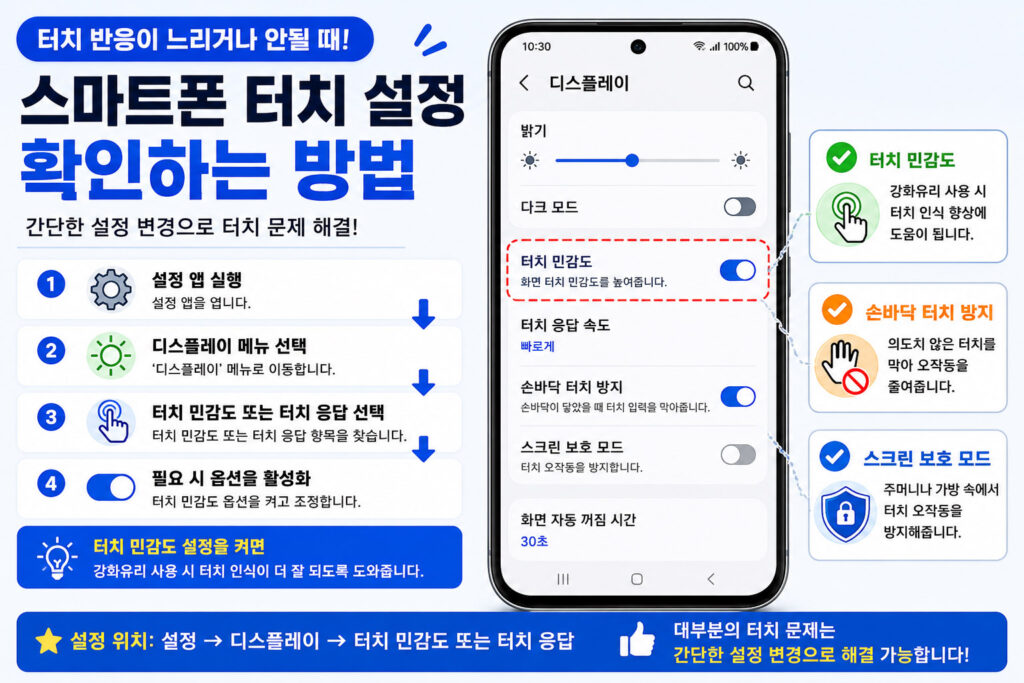 스마트폰 터치 설정 확인 방법