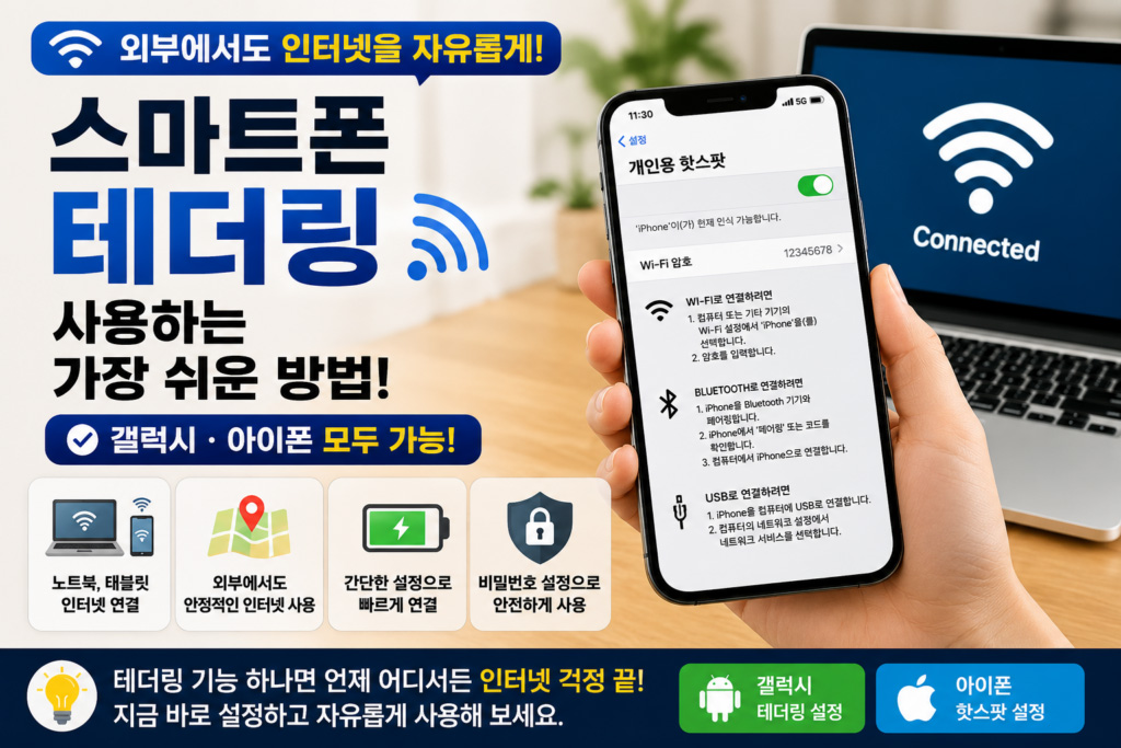 스마트폰 테더링 사용하는 가장 쉬운 방법