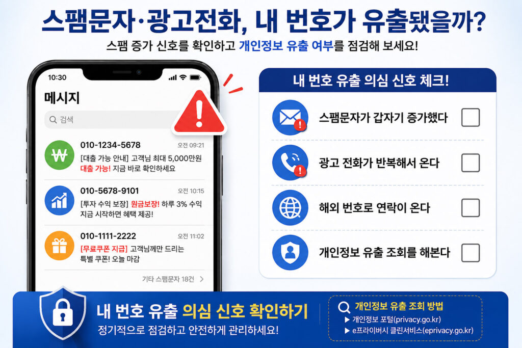 스팸문자 개인정보 유출 확인