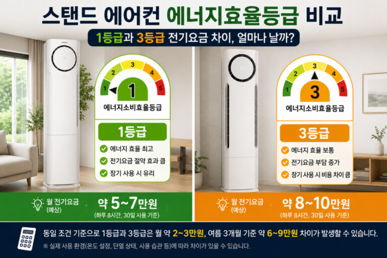 에어컨 1등급과 3등급 전기요금 차이 얼마나 날까