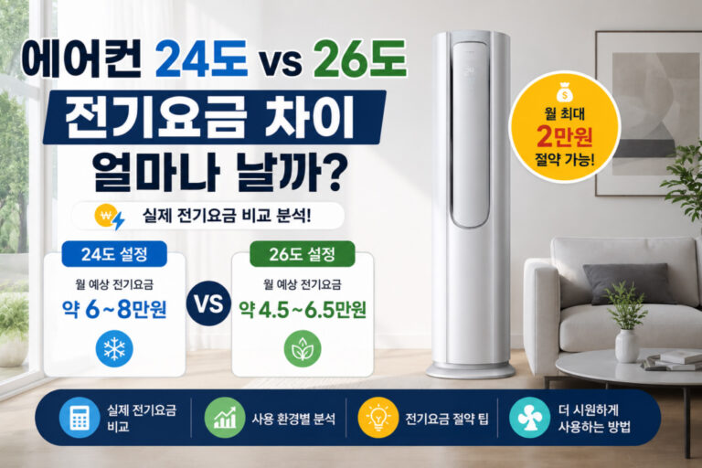 에어컨 24도와 26도 전기요금 차이 얼마나 날까
