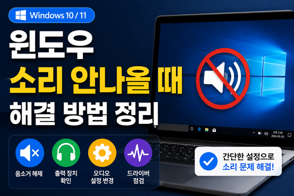 윈도우 소리 안나올 때 해결 방법