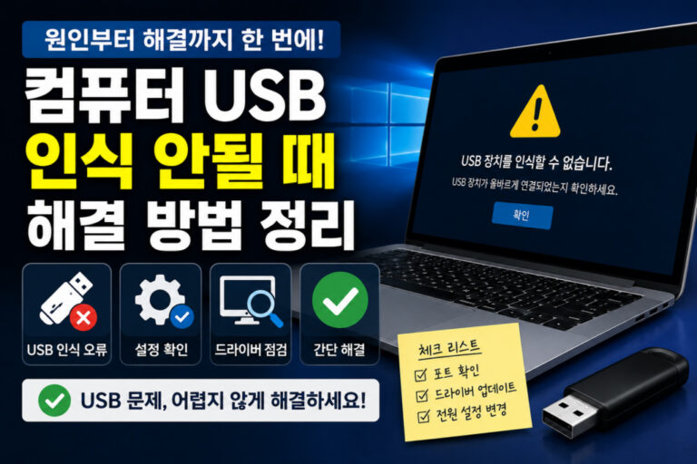 컴퓨터 USB 인식 안될 때 해결 방법 정리