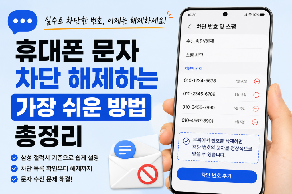 휴대폰 문자 차단 해제하는 가장 쉬운 방법