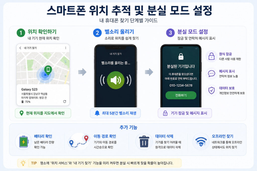 스마트폰 위치 추적 및 분실 모드 설정