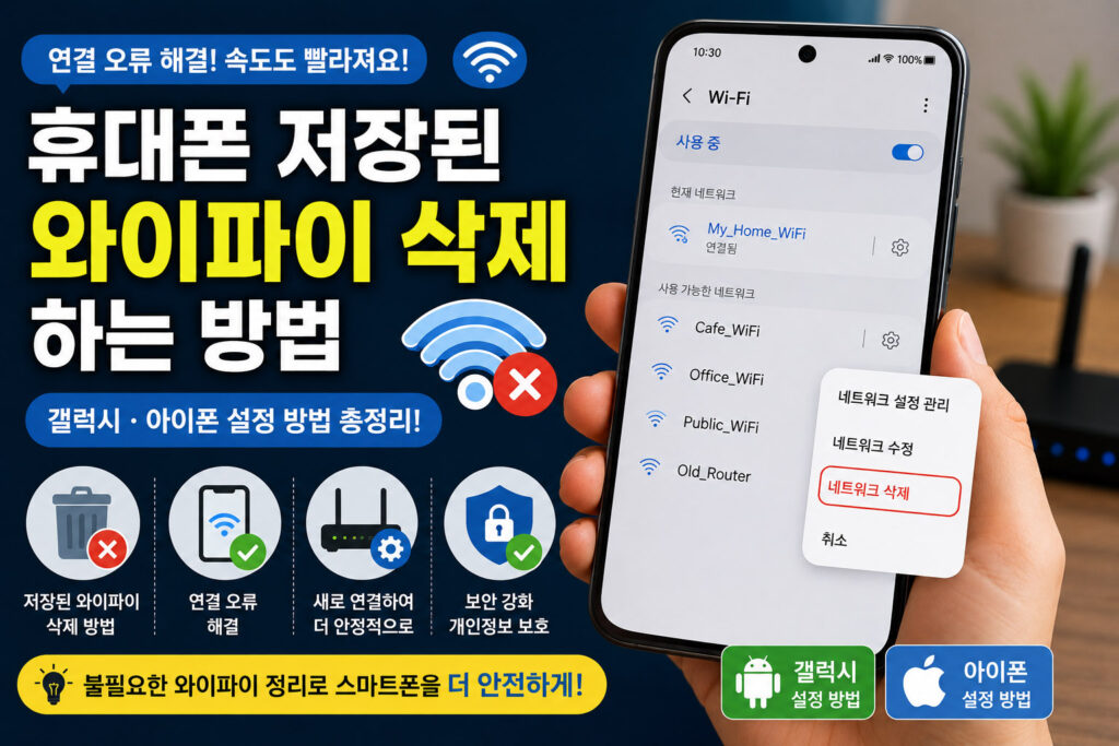 휴대폰 저장된 와이파이 삭제하는 방법