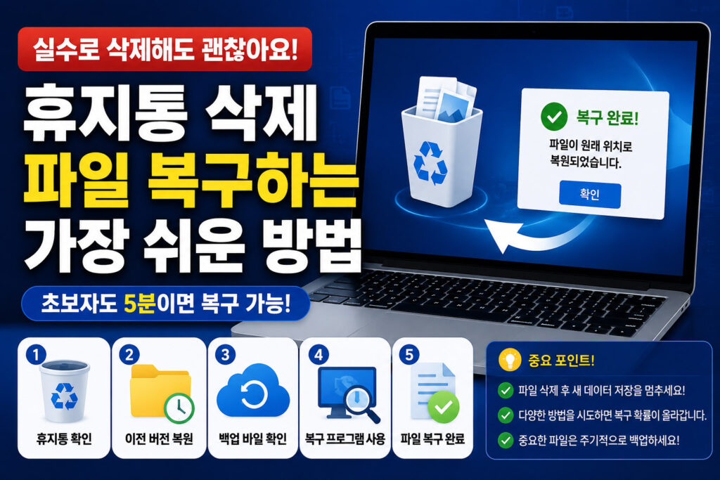 휴지통 삭제 파일 복구하는 가장 쉬운 방법