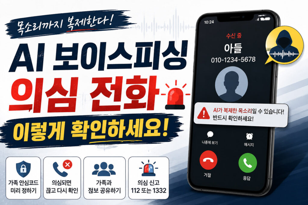AI 보이스피싱 의심 전화 스마트폰 화면