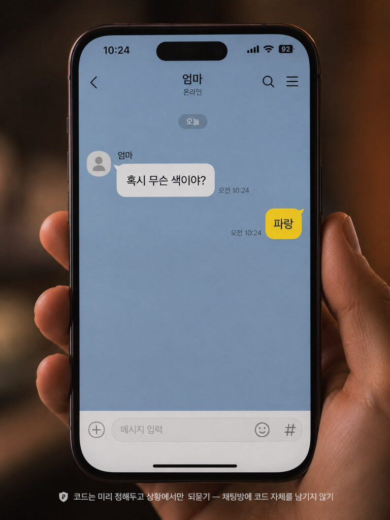 가족 안심 코드워드 확인 메신저 화면 예시